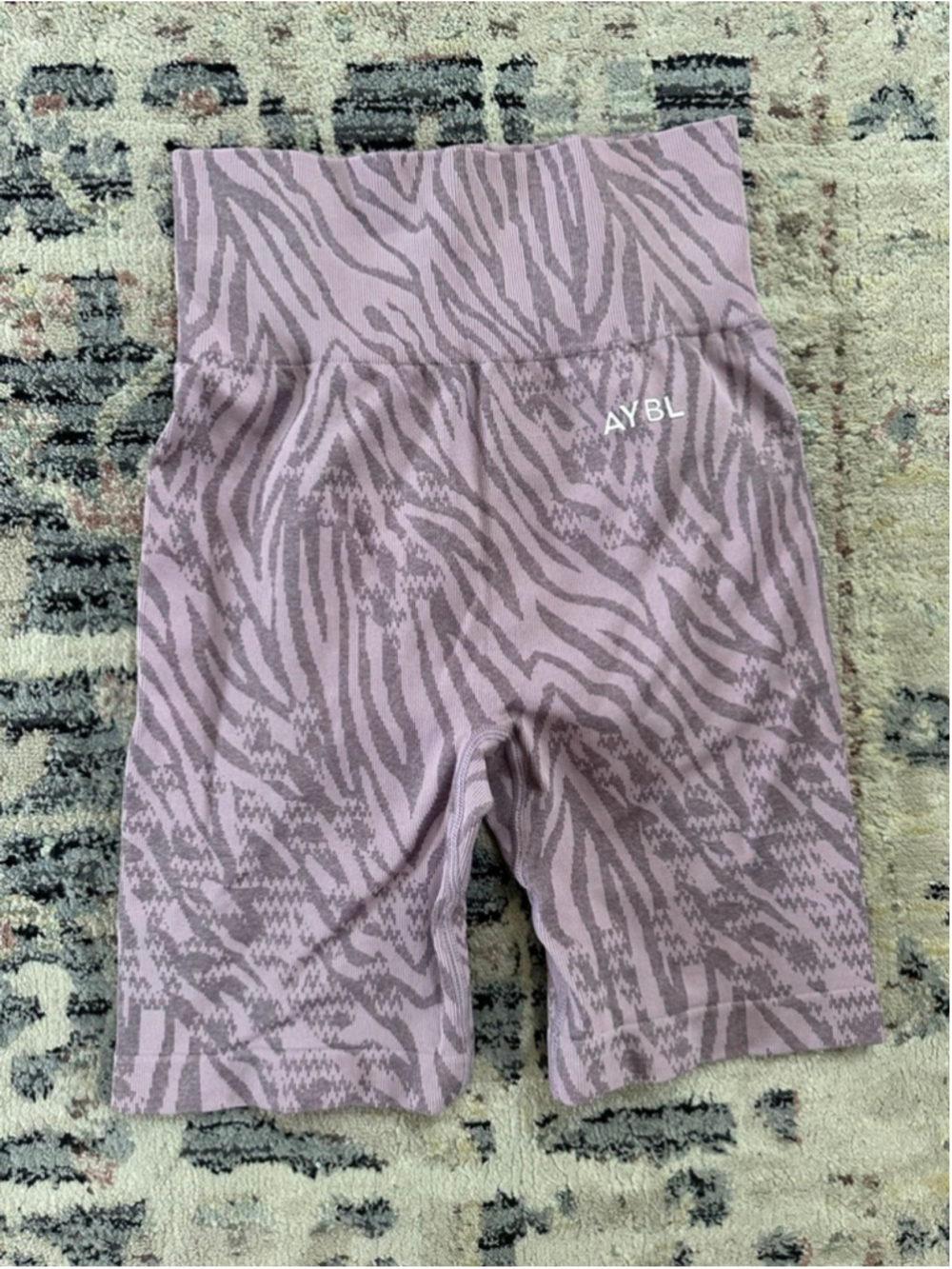 Women's AYBL Purple Gray Zebra Print Bike Shorts XS